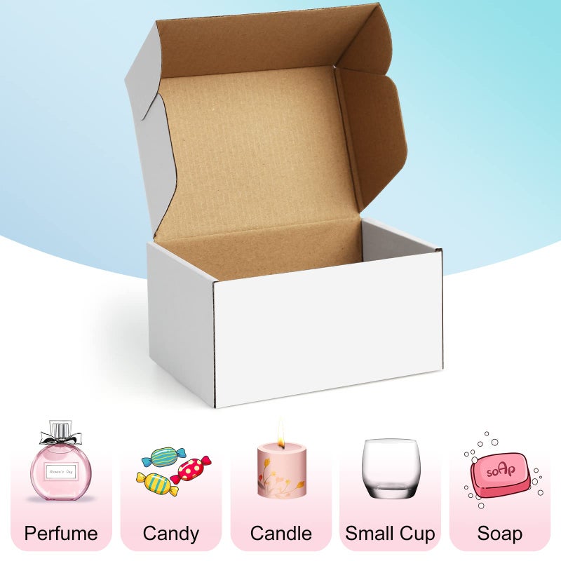 Poever Shipping Boxes 6x4x3 inches Small Mailing Boxes 25 Pack White Cardboard Corrugated Box Mailers - Image 5